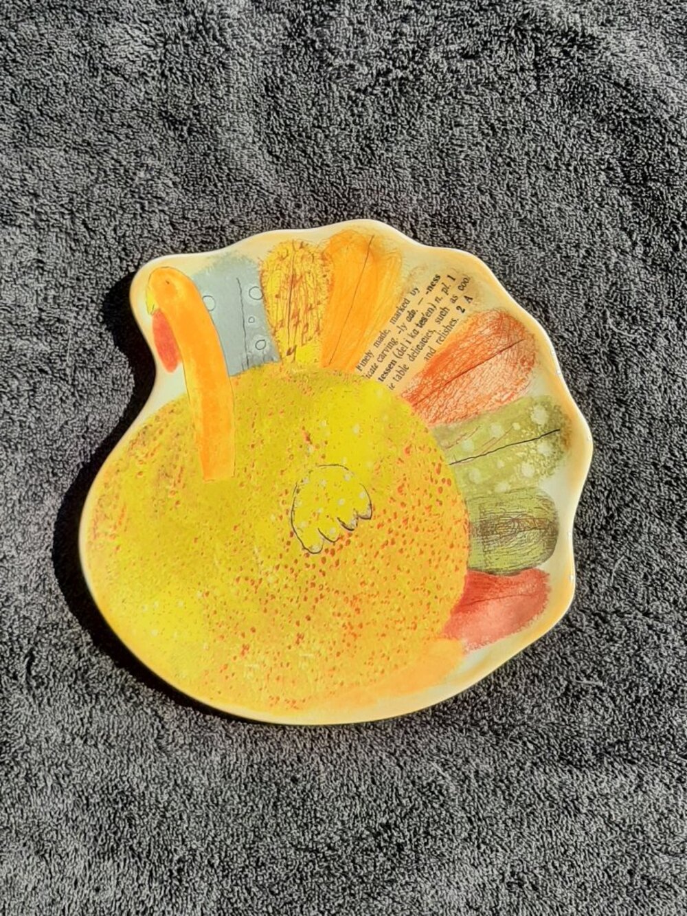 Vintage HALLMARK Turkey * Thanksgiving CERAMIC Appetizer Serving Plate 8"x8"